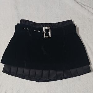 Stylish Black Mini Skirt with Rhinestone Detail